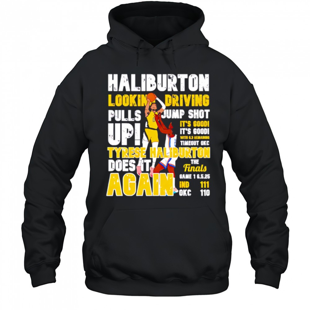 Tyrese Haliburton looking driving punks jump shot up shirt