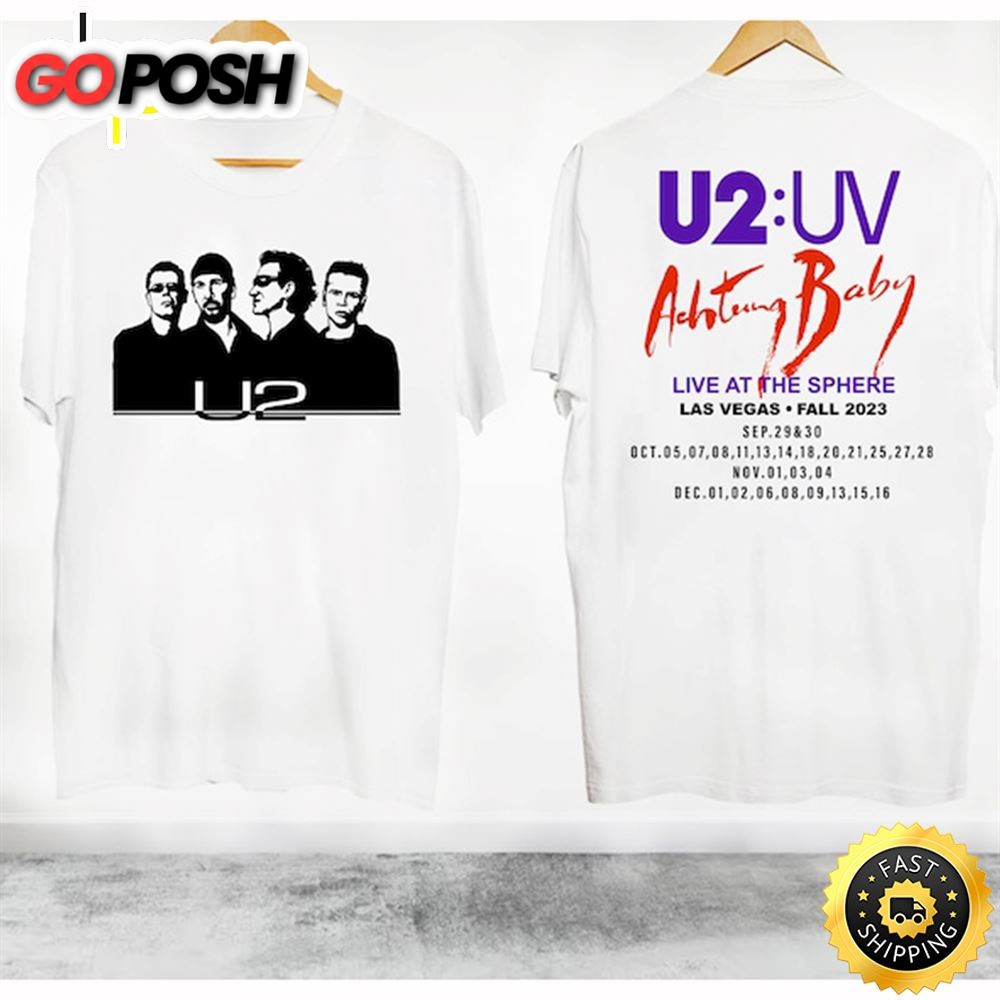 U2 Band Tour 2023 Graphic T-Shirt Uv Achtung Baby Live At