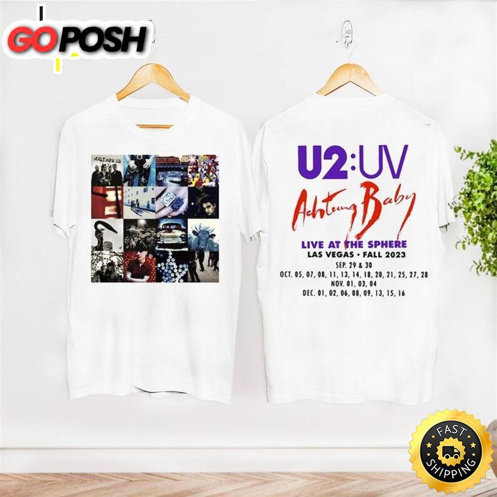 U2 Uv Achtung Baby T-Shirt, Vintage U2 Band Live At Sphere Tour 2023 Shirt