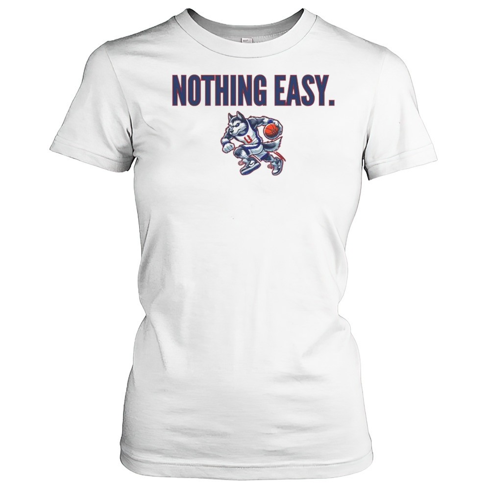 uconn-huskies-2025-march-madness-nothing-easy-mascot-shirt-batk4br8 UConn Huskies 2025 March Madness Nothing Easy Mascot Shirt