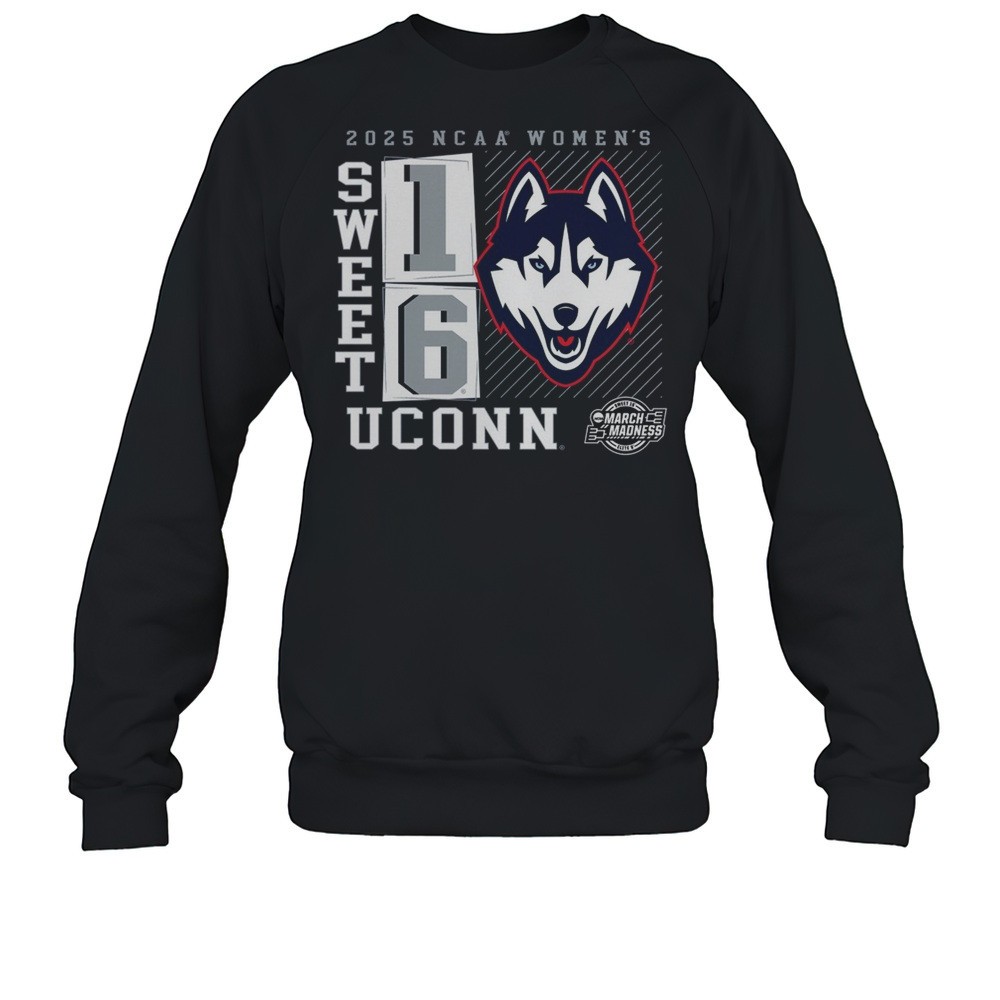 UConn Huskies NCAA Womens Basketball Tournament March Madness Sweet 16 Elite 8 No Look Pass 2025 Logo T-shirt