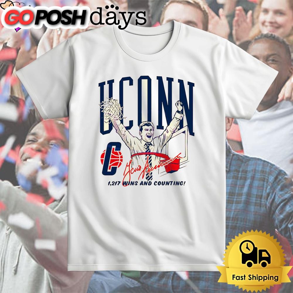 Uconn Huskies Womens Basketball Geno Auriemma 1217 Wins And Counting T Shirt