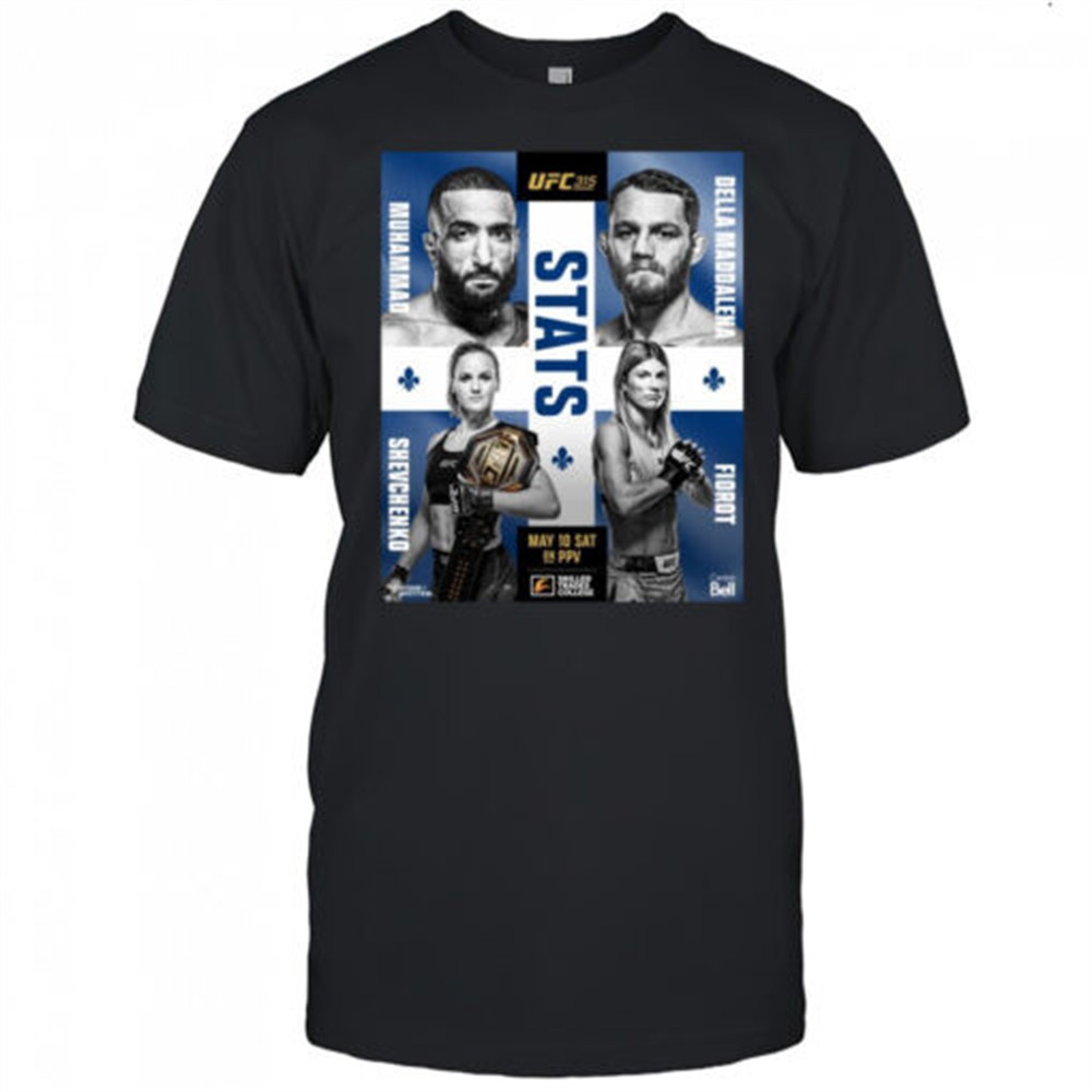 ufc-315-stats-muhammad-vs-della-maddalena-shevchenko-vs-fiorot-may-10-sat-2025-l1qc0clt UFC 315 Stats Muhammad Vs Della Maddalena, Shevchenko Vs Fiorot May 10 Sat 2025 Poster t-shirt