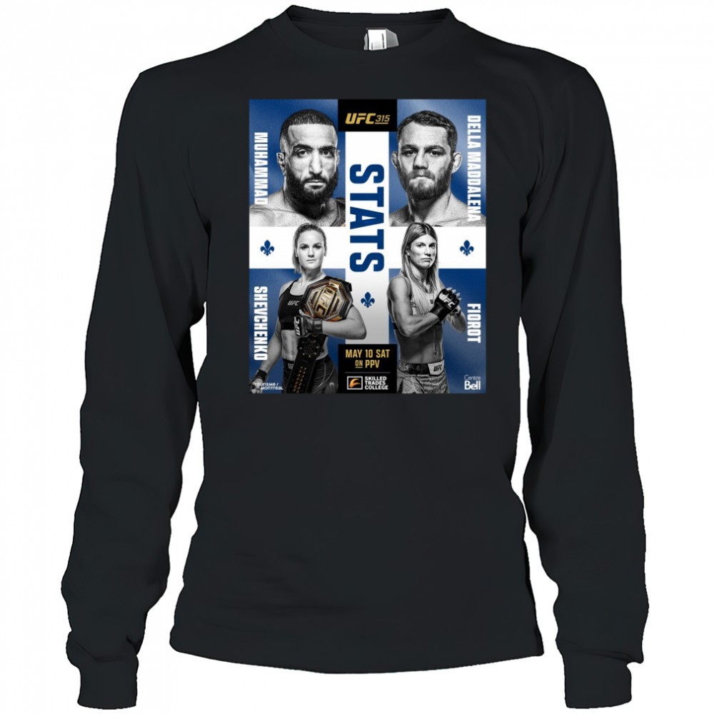 ufc-315-stats-muhammad-vs-della-maddalena-shevchenko-vs-fiorot-may-10-sat-2025-l1qc0clt UFC 315 Stats Muhammad Vs Della Maddalena, Shevchenko Vs Fiorot May 10 Sat 2025 Poster t-shirt