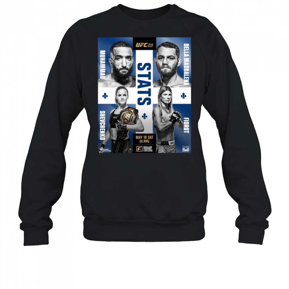 ufc-315-stats-muhammad-vs-della-maddalena-shevchenko-vs-fiorot-may-10-sat-2025-l1qc0clt UFC 315 Stats Muhammad Vs Della Maddalena, Shevchenko Vs Fiorot May 10 Sat 2025 Poster t-shirt