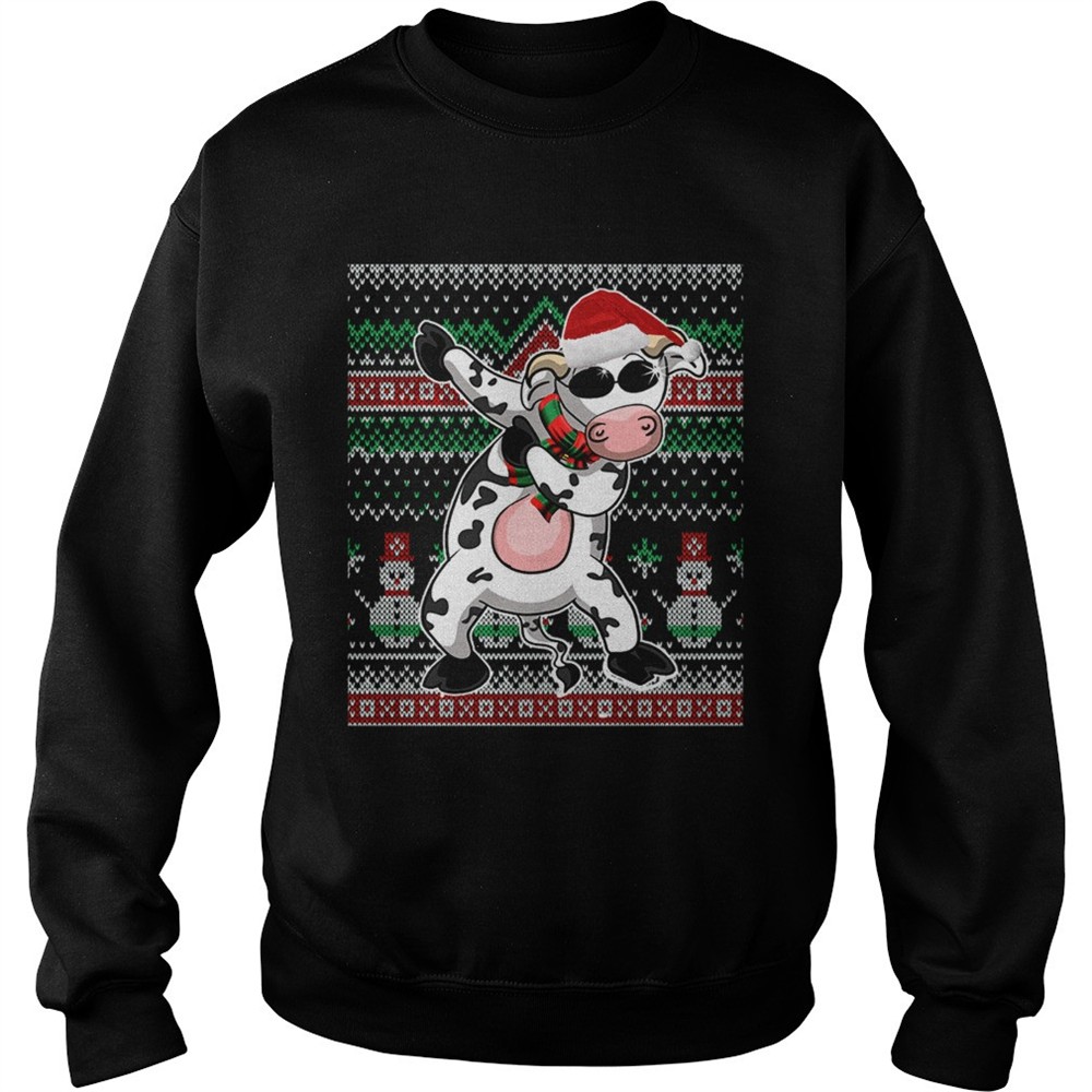 Ugly Christmas Dabbing Santa Cow TShirt