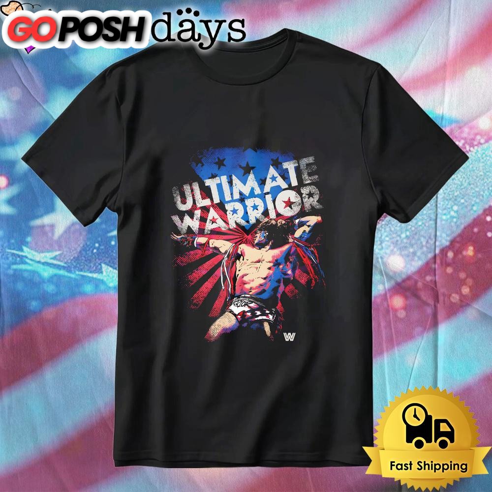 Ultimate Warrior Wrestling Usa Flag Patriotic Fourth Of July T-Shirt