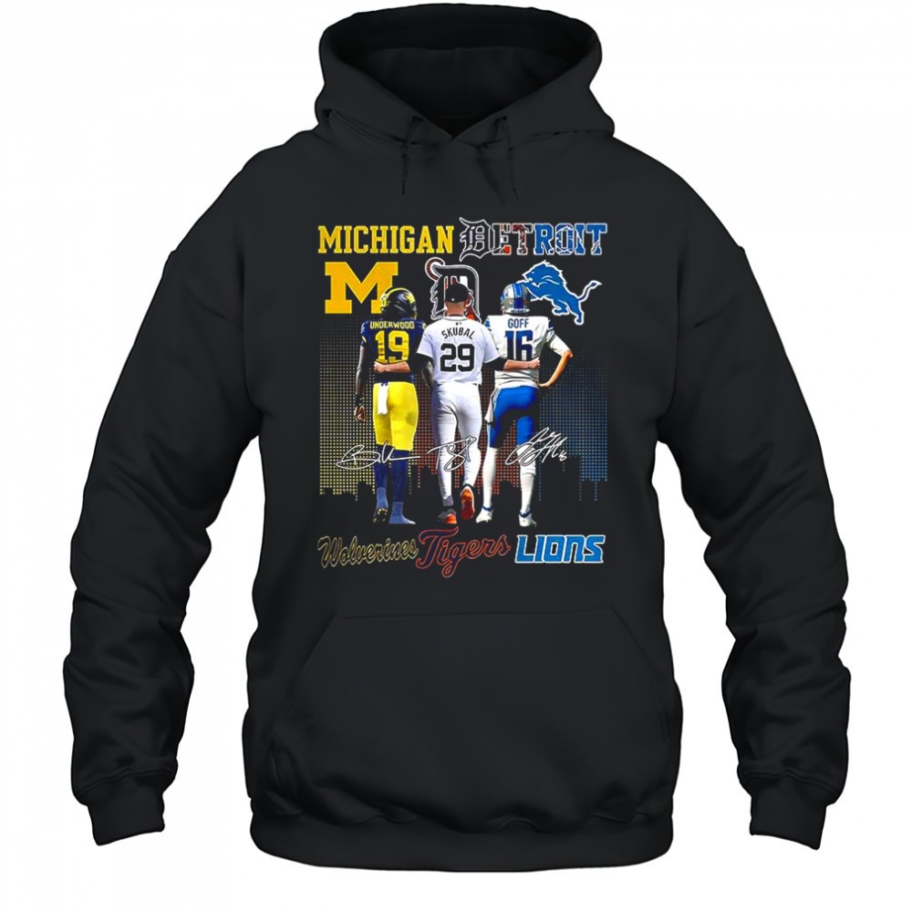 Underwood Michigan Wolverines Skubal Detroit Tigers Goff Detroit Lions signature shirt