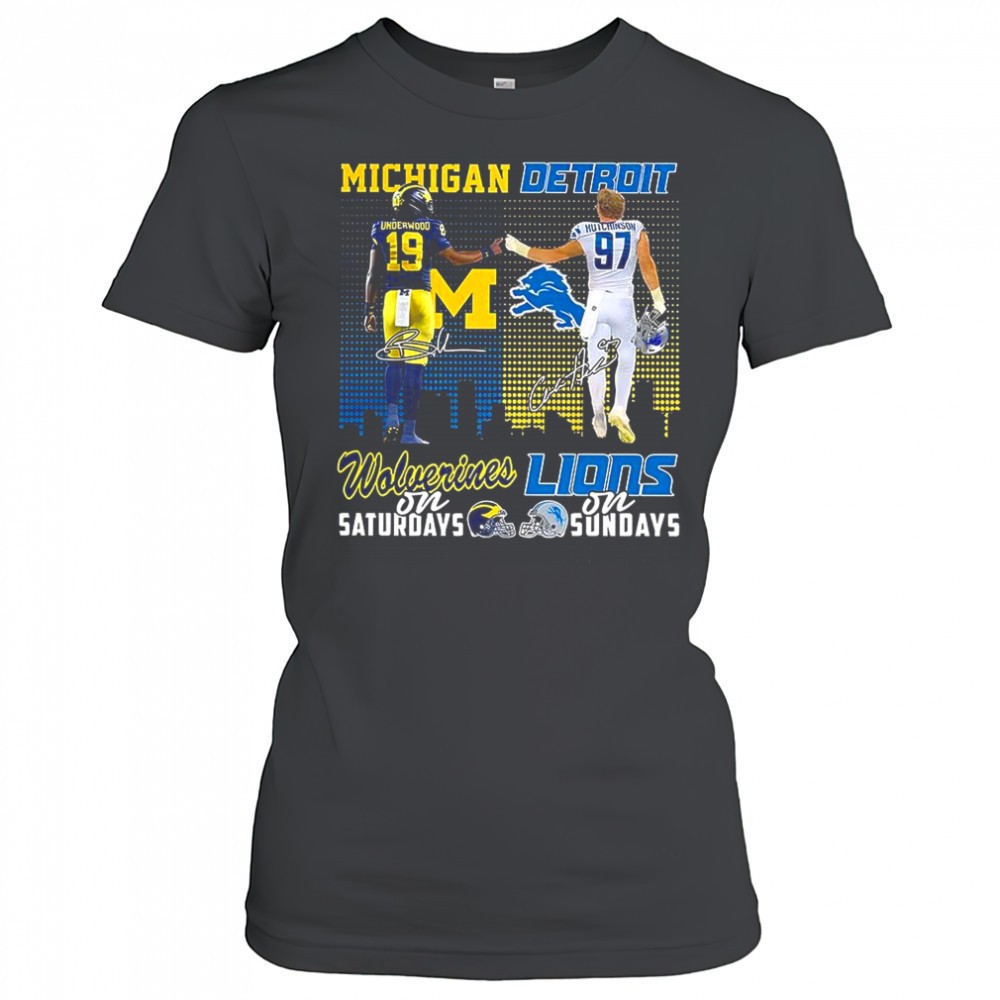 underwood-wolverines-on-saturdays-and-aidan-hutchinson-lions-on-sundays-signatur-j2ehhj6o Underwood Wolverines on Saturdays and Aidan Hutchinson Lions on Sundays signature shirt