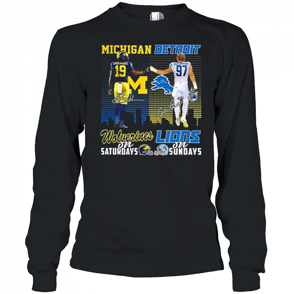underwood-wolverines-on-saturdays-and-aidan-hutchinson-lions-on-sundays-signatur-j2ehhj6o Underwood Wolverines on Saturdays and Aidan Hutchinson Lions on Sundays signature shirt