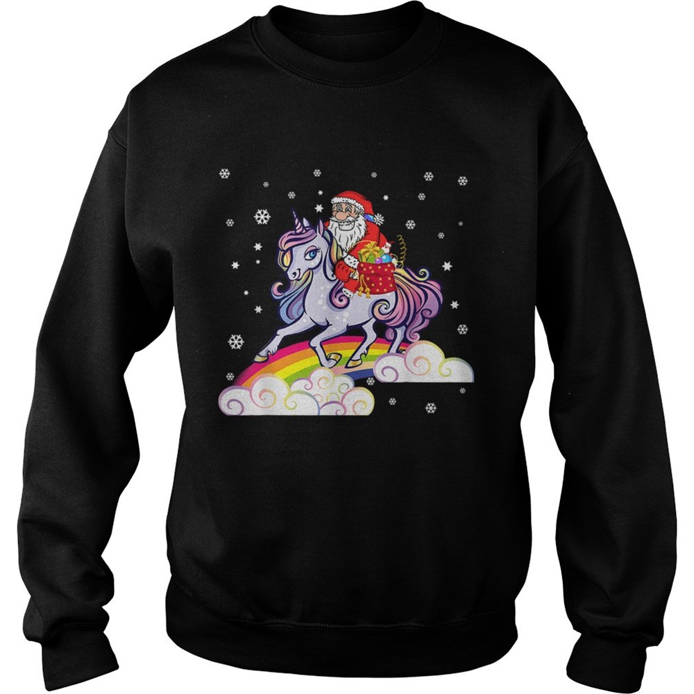 Unicorn Christmas Shirt Girls Santa Kids Women Gifts Xmas TShirt
