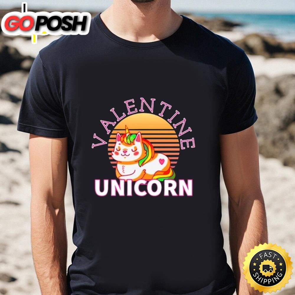 Unicorn Valentine Shirt Valentines Day Gift For Girls Women T-Shirt