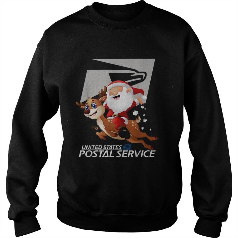 United States Postal Service Santa Claus riding Reindeer Christmas shirt