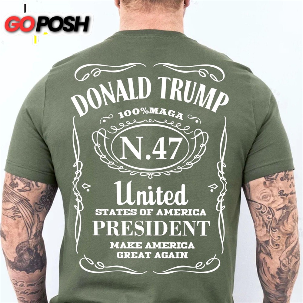 USA President 47 MAGA Shirt Trump 2024 Shirt Trump Supporter Backside Shirt Dark