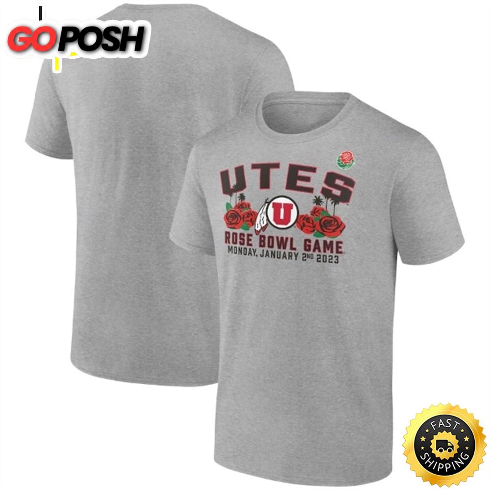 Utah Utes Branded 2025 Rose Bowl Gameday Stadium Heather Gray T-shirt