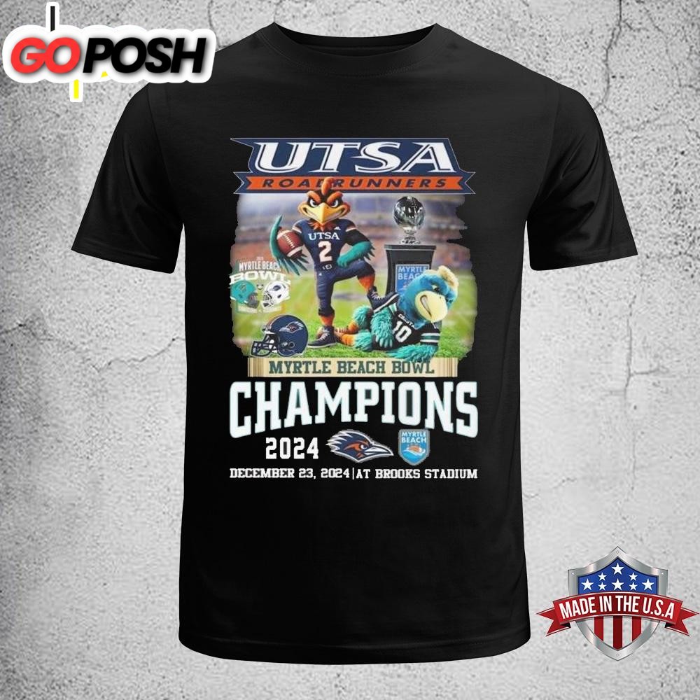 UTSA Roadrunners Myrtle Beach Bowl Champions 2024 Mascot Unisex T-Shirt