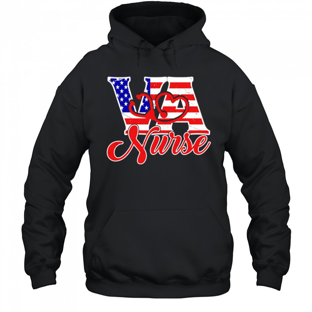VA love nurse American flag shirt