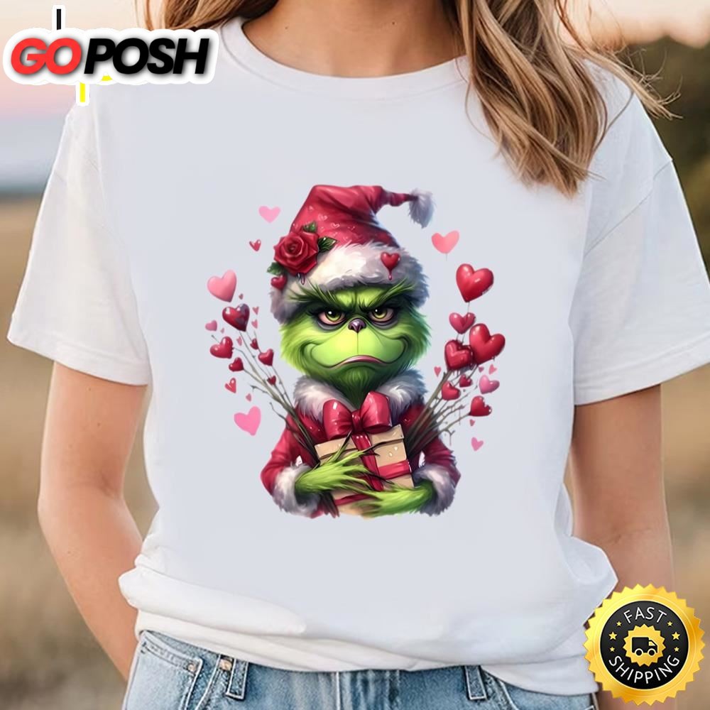 Valentine Grinch With Hearts Valentine Shirt