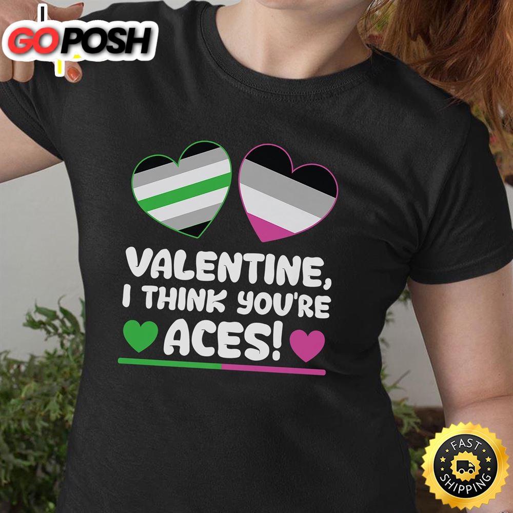 Valentine I Think Youre Aces Valentines Day LGBT Pride Premium Valentines Day T-shirt