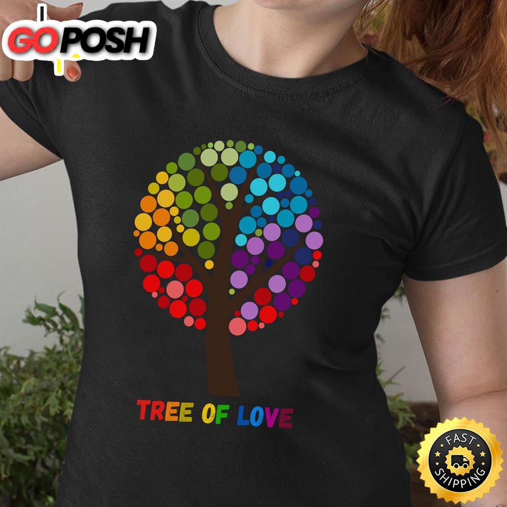 Valentine Rainbow Tree of Love Lgbt Pride Women Men Long Sleeve Valentines Day T-shirt