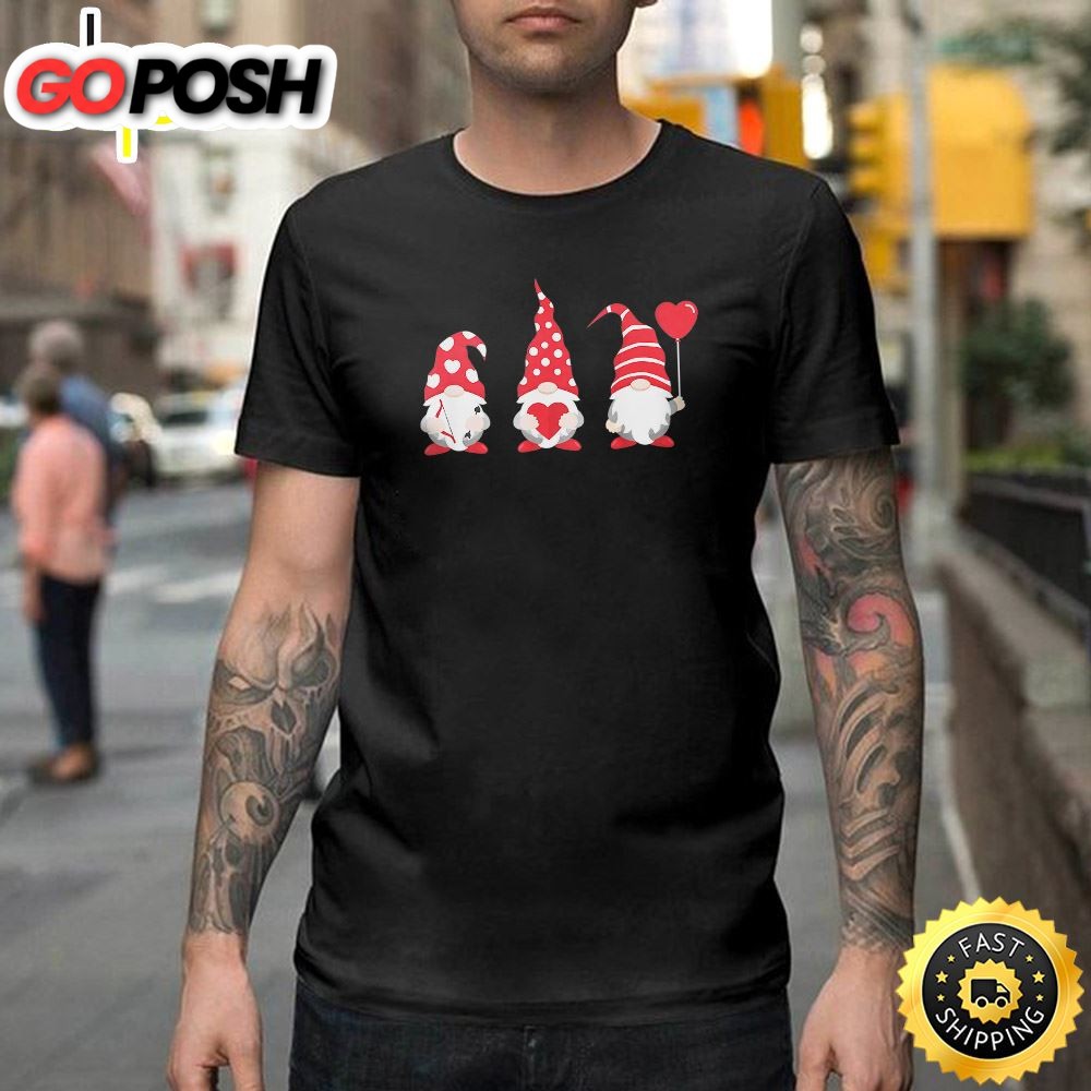 Valentines Day Gnomes Love Red Heart Women Kids Men Funny Happy Valentines Day Unisex T-shirt