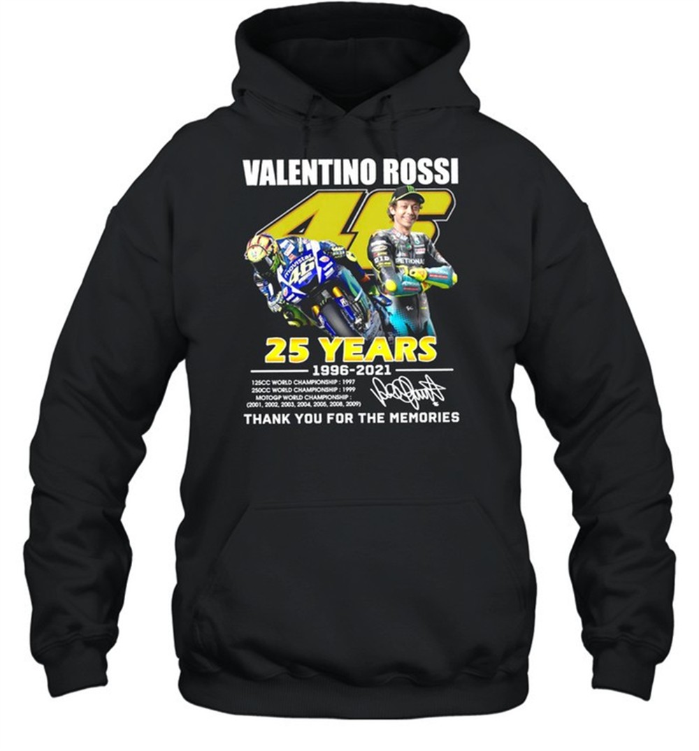 Valentino rossi 25 years 1996 2021 thank you for the memories shirt