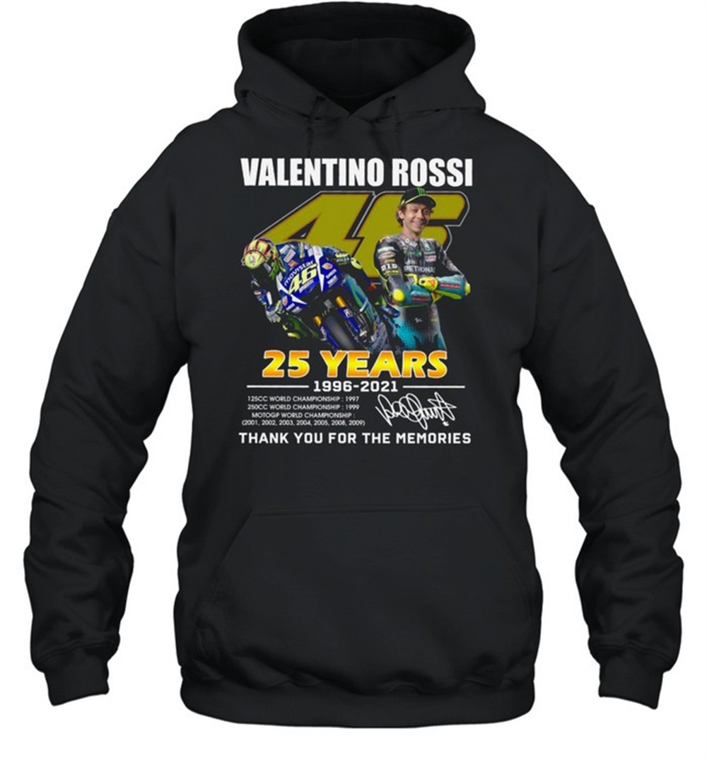 Valentino rossi 46 25 years 1996 2021 thank you for the memories shirt