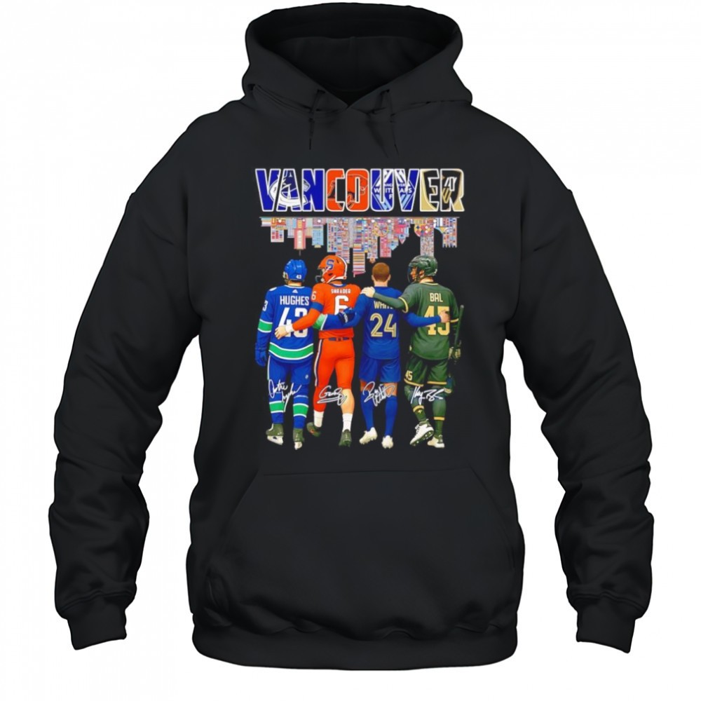 Vancouver Hughes Shrader White and Bal signature shirt