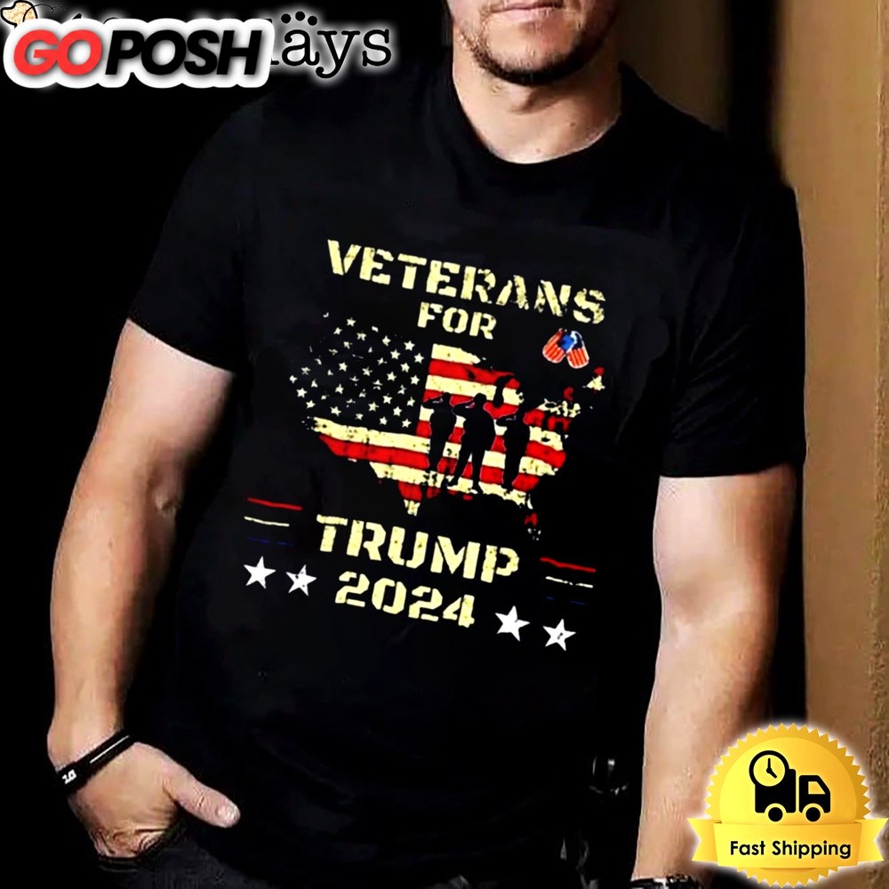 Veterans For Trump 2024 American Flag Election Dad Grandpa Unisex T-shirt