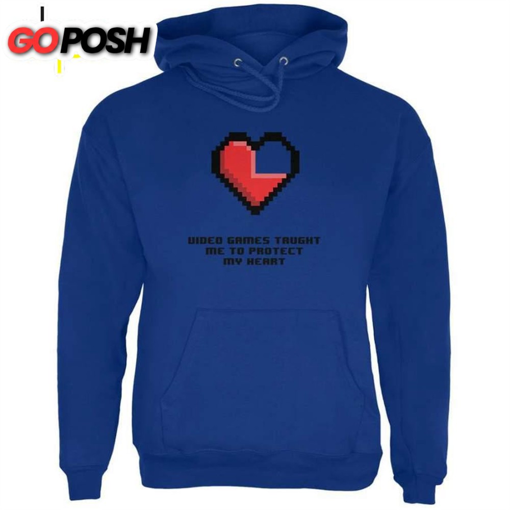 Video Games Protect My Heart Deep Royal Adult Hoodie