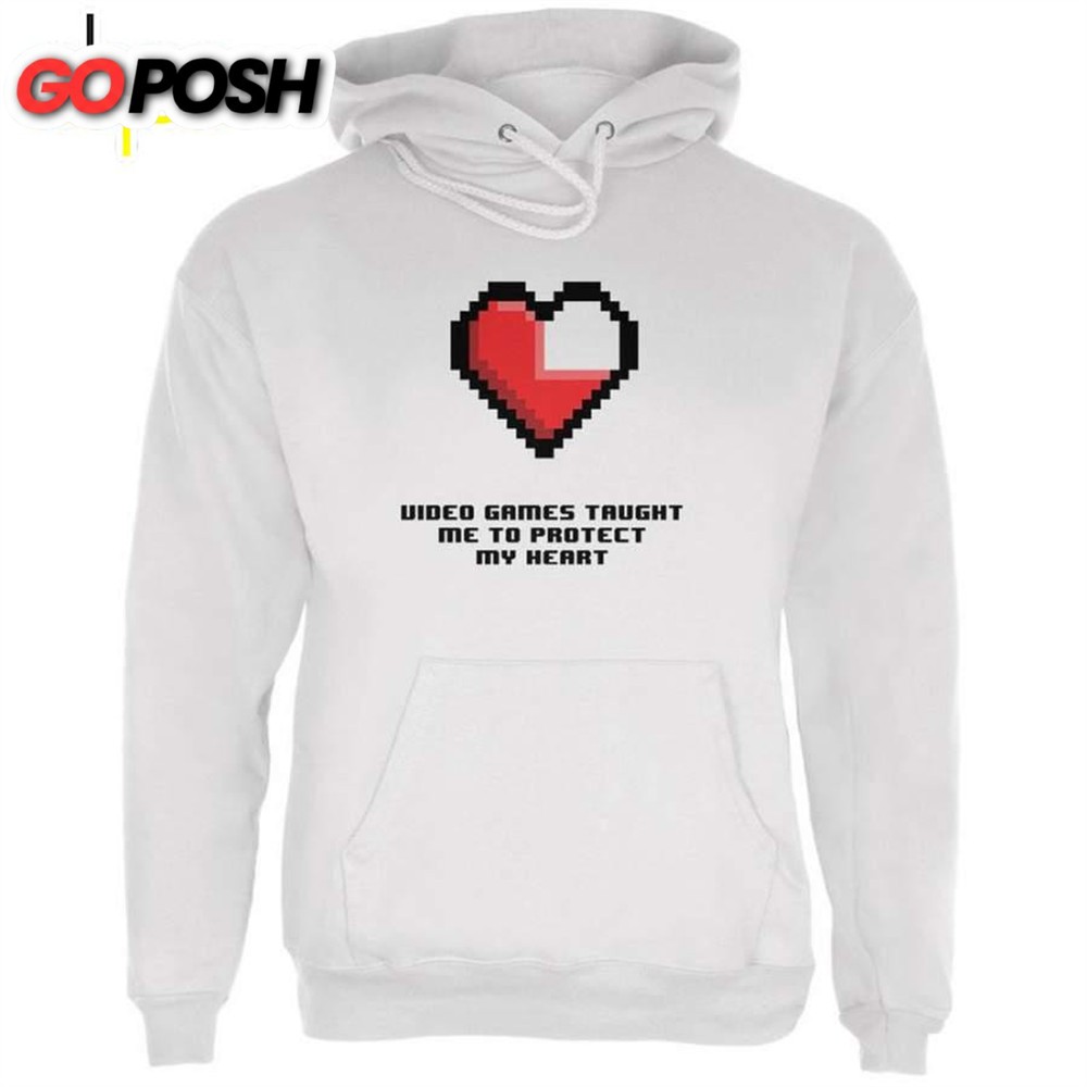 Video Games Protect My Heart White Adult Hoodie