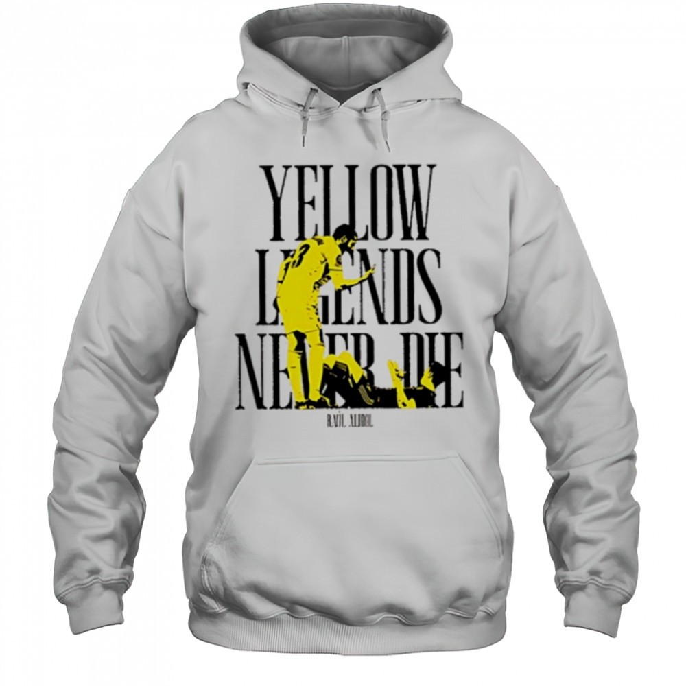 Villarreal CF Yellow legends never die Raúl Albiol silhouette shirt