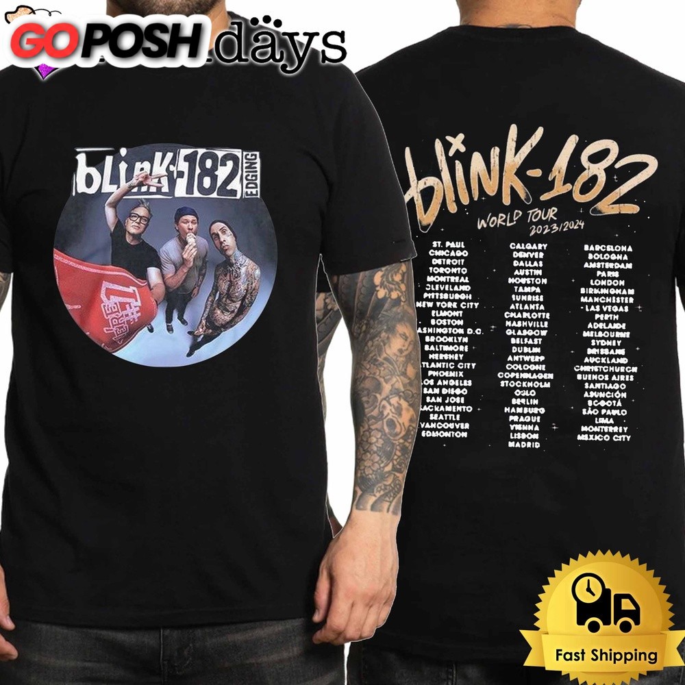 Vintage Blink 182 Edging One More Time Tour 2024 T Shirt