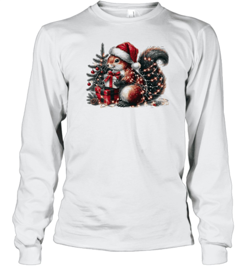 vintage-christmas-squirrel-wrapped-in-lights-t-shirt-gp1dugnh Vintage Christmas Squirrel Wrapped In Lights T-Shirt
