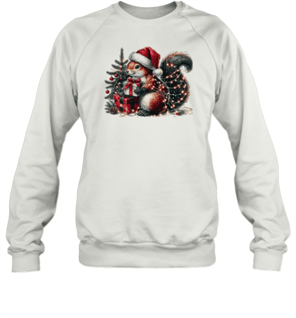 vintage-christmas-squirrel-wrapped-in-lights-t-shirt-gp1dugnh Vintage Christmas Squirrel Wrapped In Lights T-Shirt