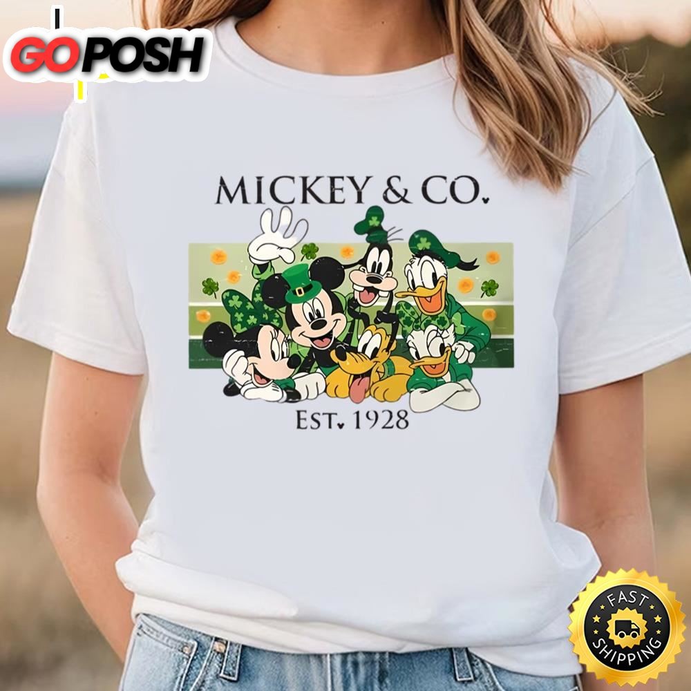 Vintage Disney Mickey And Co Est 1928 St. Patricks Day Shirt