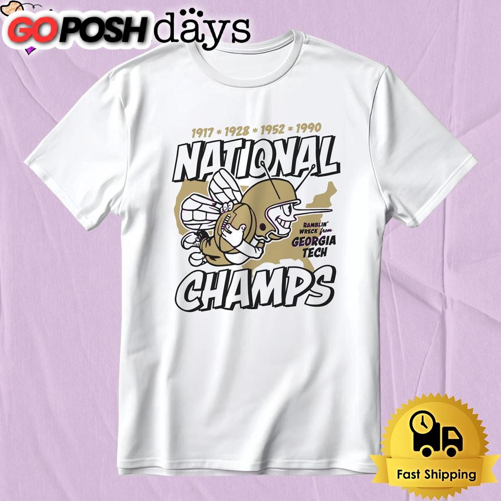 Vintage Georgia Tech Football Four Time National Champs T-Shirt