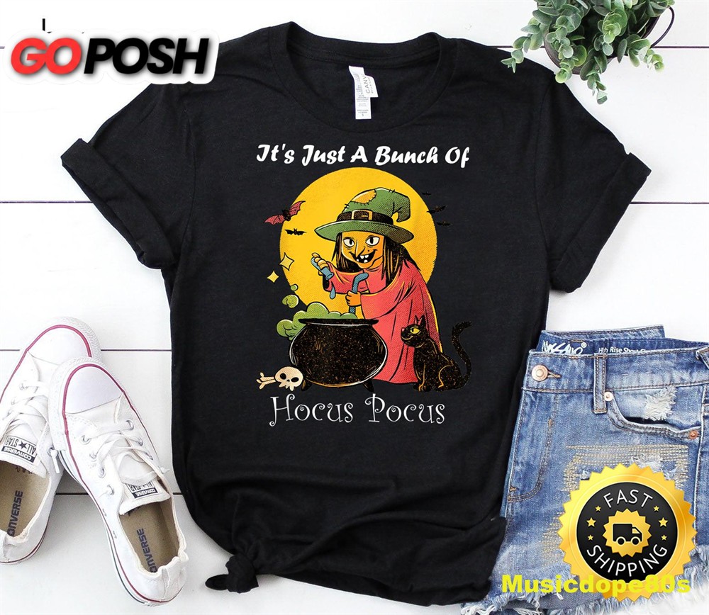Vintage Halloween Scary Cat,Its Just A Bunch Of Hocus Pocus T-Shirt