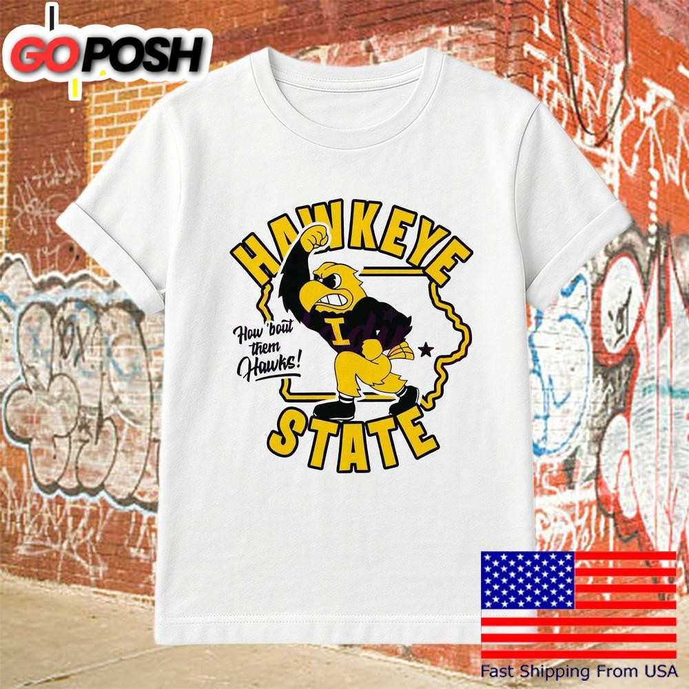 Vintage Iowa Hawkeye State Football Logo Mascot T-Shirt