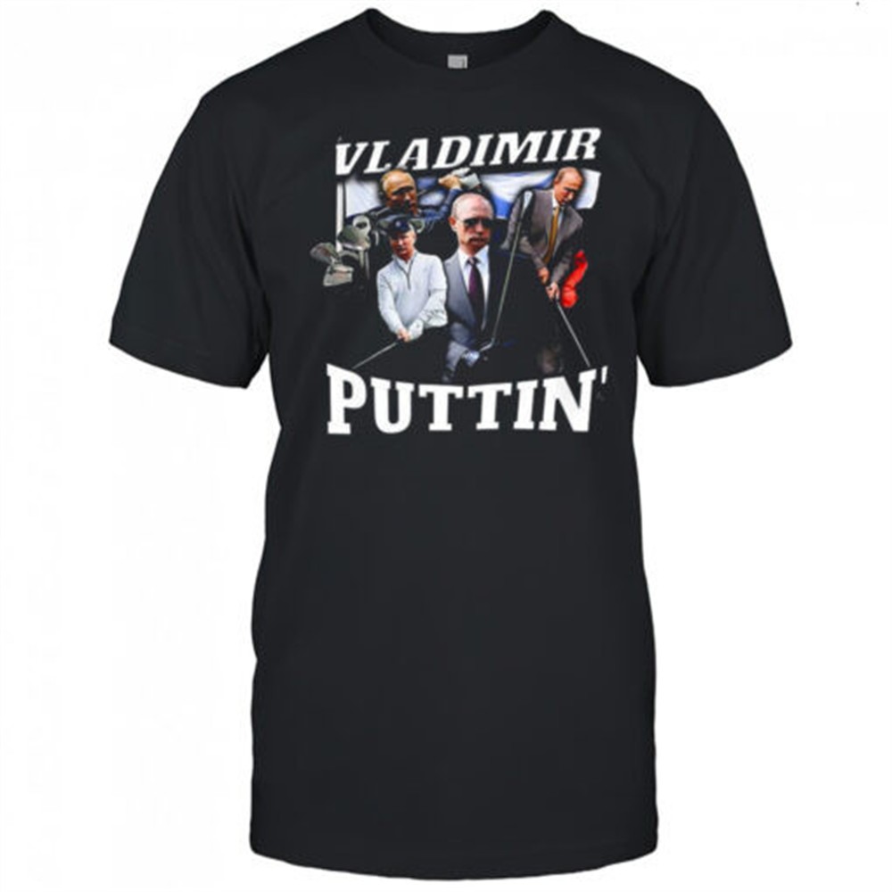 Vladimir Puttin Putin playing golf flag satirical shirt