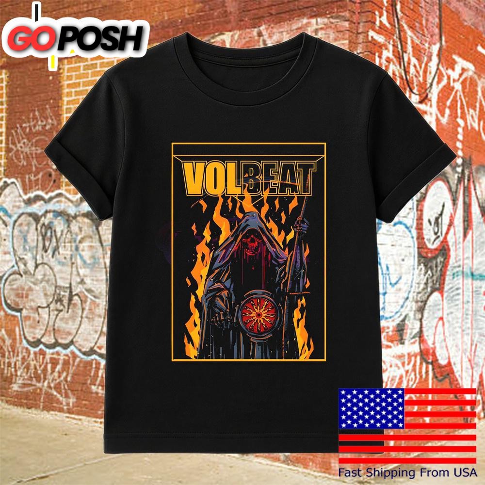 Volbeat Band Grim Reaper Fire Art Heavy Metal Rock T Shirt