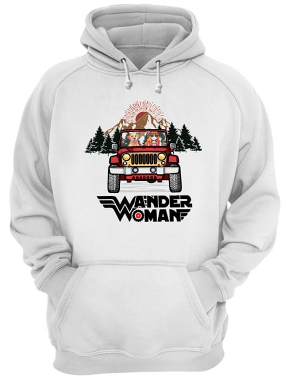 Wander woman and Dogs driving Jeep go camping shirt