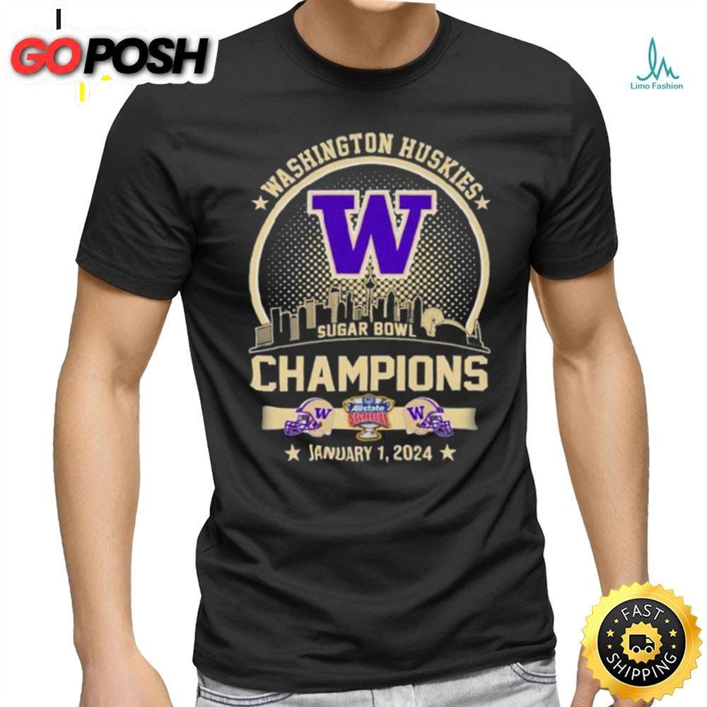 Washington Huskies Champions 2025 Sugar Bowl City Skyline Shirt