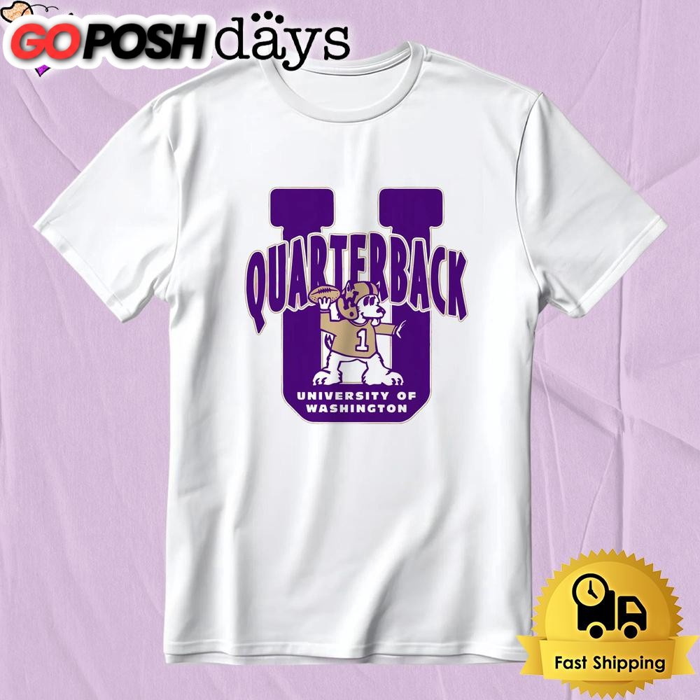 Washington Huskies Quarterback U Mascot Football T-Shirt
