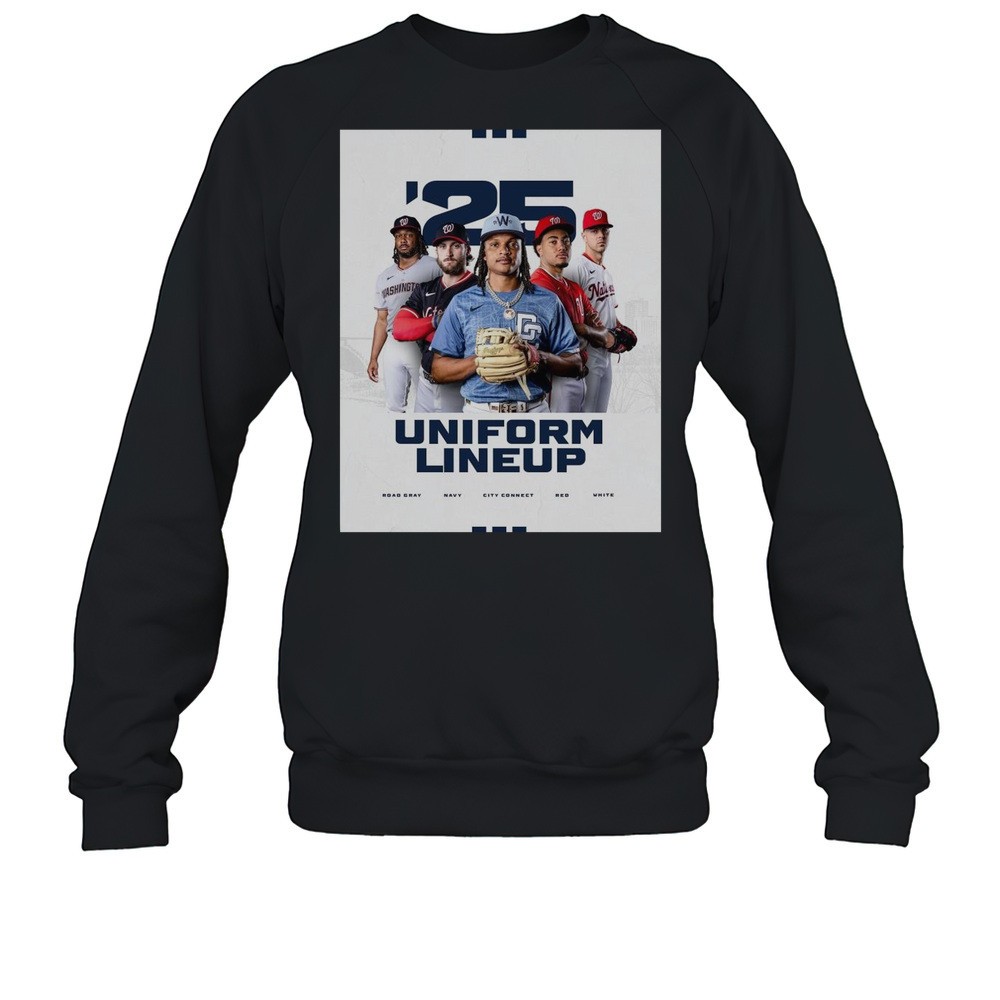 Washington Nationals Baseball MLB 2025 Uniform Lineup Road Gray Navy City Connect Red White T-shirt