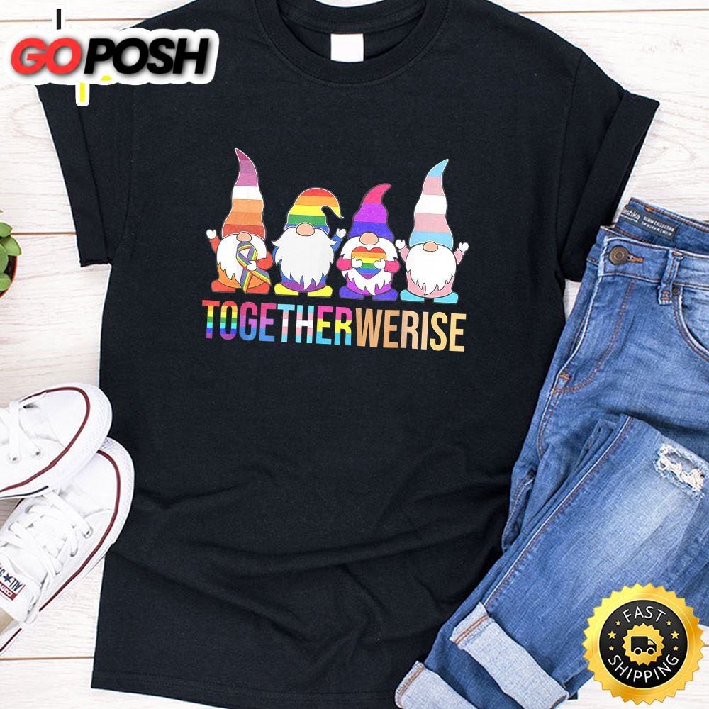We Are All Human Gnomes Pride Ally Gnome LGBT funny Valentines Day T-shirt