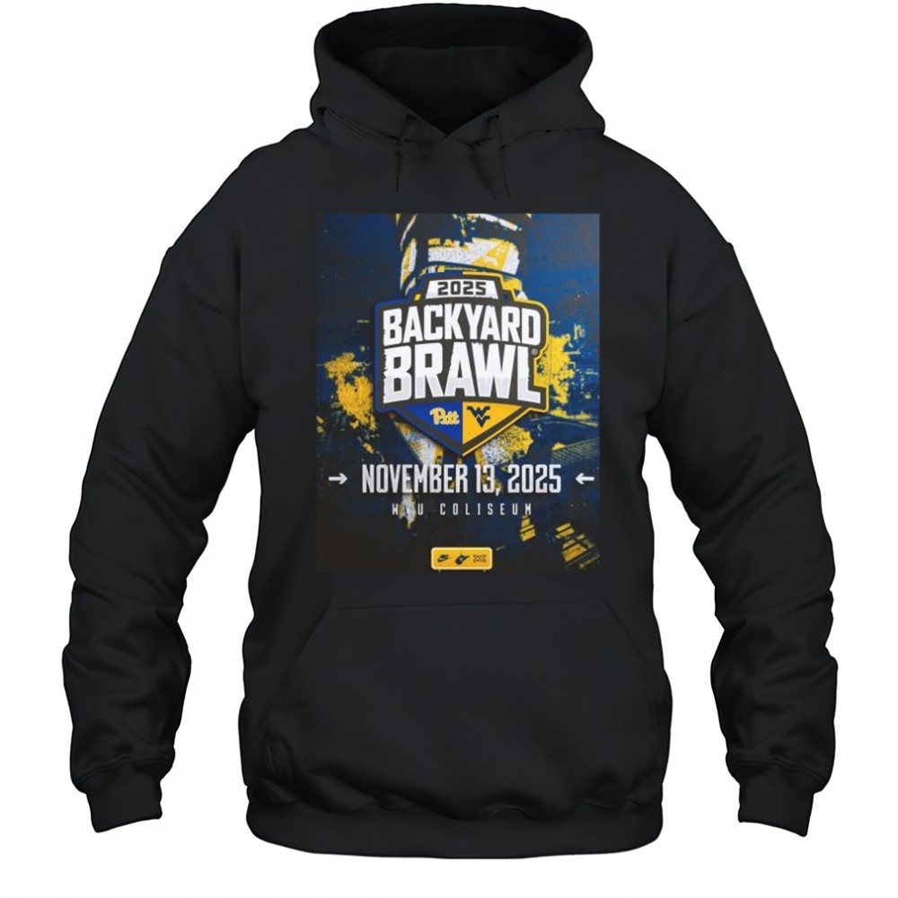West Virginia Mountaineers vs Pittsburgh Panthers 2025 Backyard Brawl November 13 2025 WVU Coliseum t-shirt
