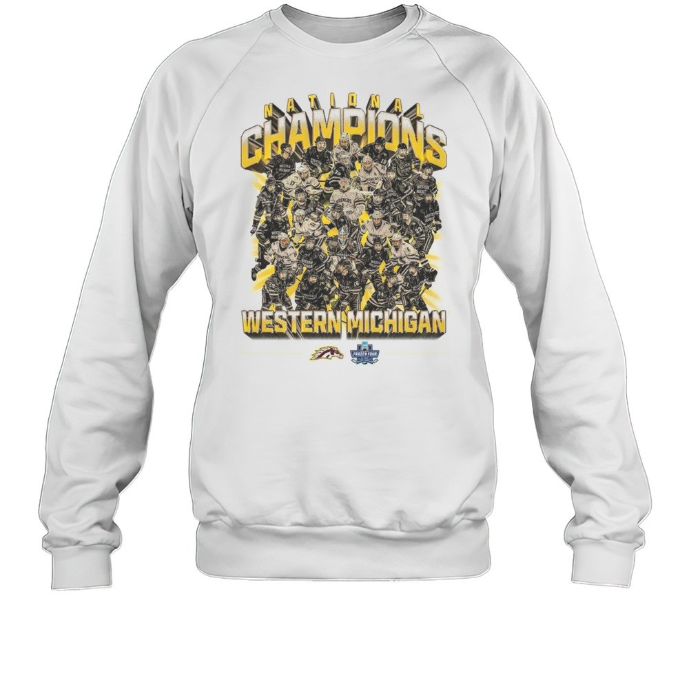 Western Michigan Broncos White 2025 Mens Hockey National Champions NIL All Players Shirt