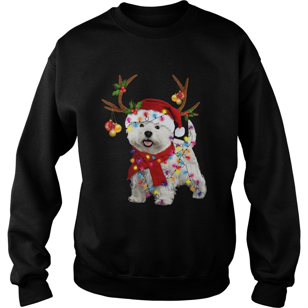 Westie Dog Gorgeous Reindeer Light Christmas shirt