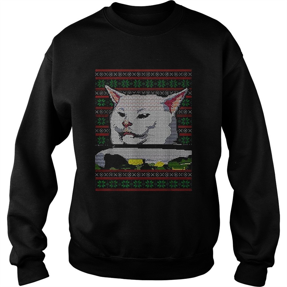 White cat ugly Christmas shirt